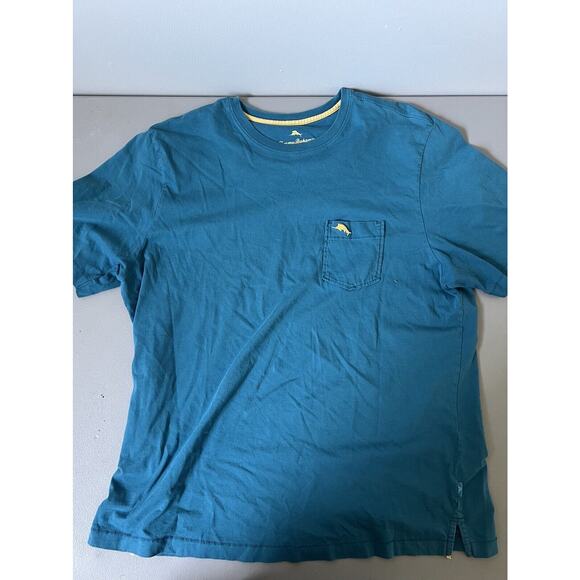 Tommy Bahama Solid Blue Short Sleeve Pocket T-Shirt Size Large - Picture 1 of 5